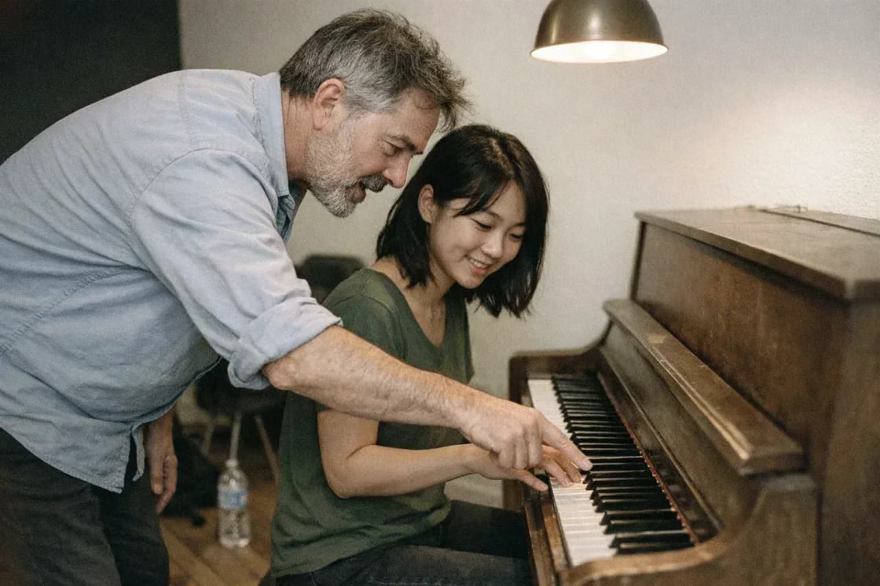 Student in a private lesson at École de musique du Marché in Montreal
