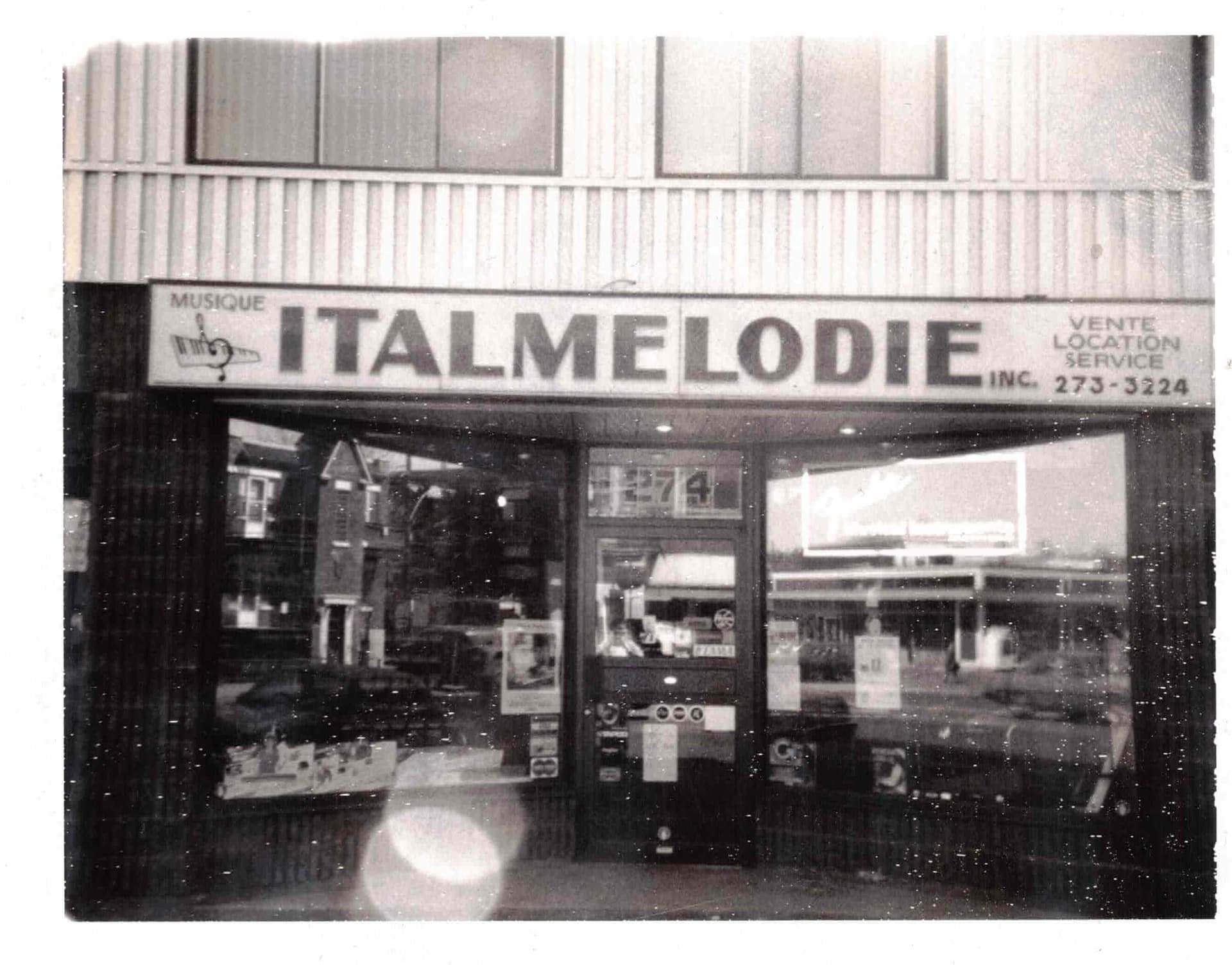 La devanture d'Italmelodie au 274 rue Jean-Talon Est — début des années 1980