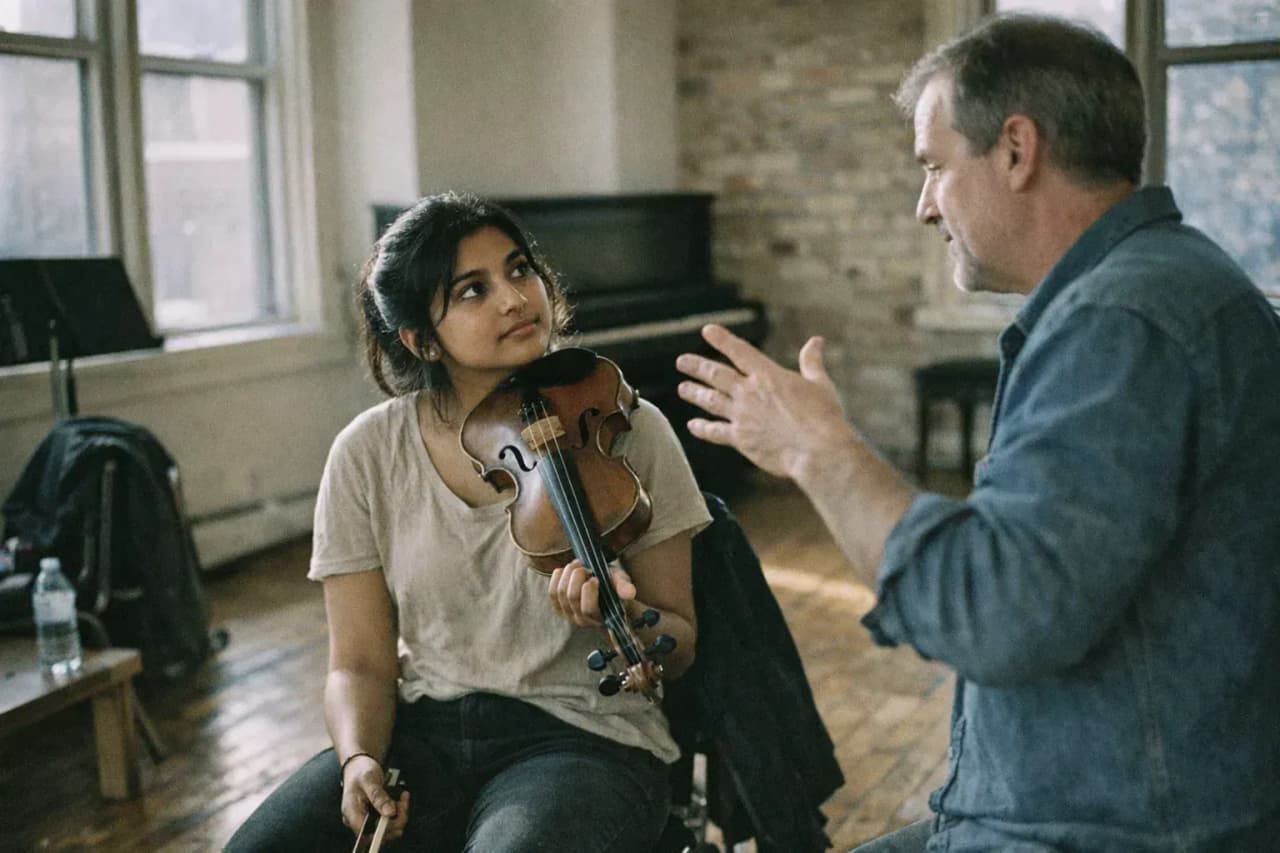 Élève en cours privé à l'École de musique du Marché à Montréal